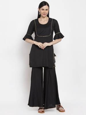 Black handloom viscose rayon salwar 5
