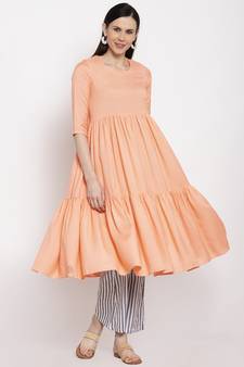 Orange handloom viscose rayon salwar