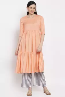 Orange handloom viscose rayon salwar