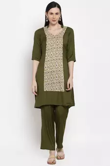 Green handloom viscose rayon salwar