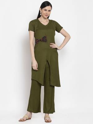 Green handloom viscose rayon salwar 1