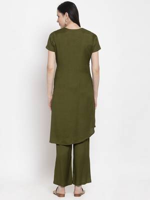 Green handloom viscose rayon salwar 5