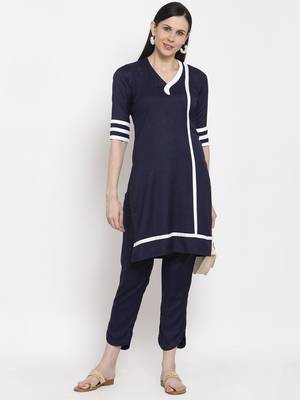 Blue handloom viscose rayon salwar 5