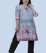 Grey printed cotton poly ethnic-kurtis