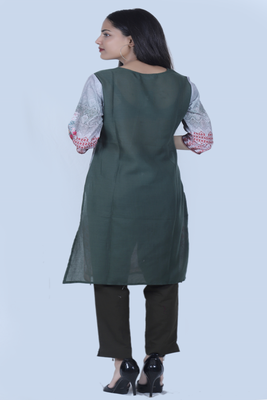 Grey printed cotton poly ethnic-kurtis 2