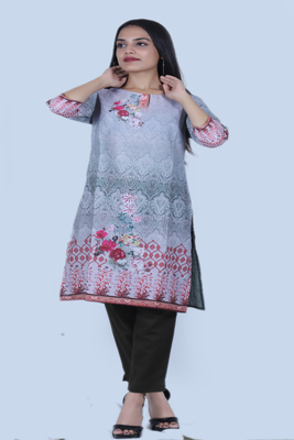 Grey printed cotton poly ethnic-kurtis 3