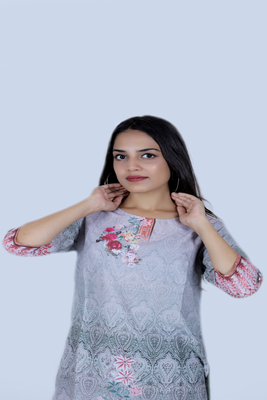 Grey printed cotton poly ethnic-kurtis 4