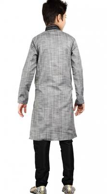 Embroidery Work Grey cotton blend Kid Boy Kurta Pajama 3