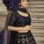 BLACK SEQUINS EMBROIDERED NET SEMI STITCHED BRIDAL LEHENGA