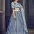 GREY SEQUINS EMBROIDERED NET SEMI STITCHED BRIDAL LEHENGA