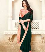 Green printed georgette saree with blouse