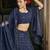 NAVY-BLUE SEQUINS EMBROIDERED GEORGETTE SEMI STITCHED BRIDAL LEHENGA