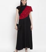 Black printed viscose rayon maxi-dresses