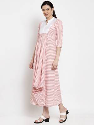 Pink printed cotton maxi-dresses 2