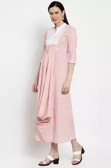 Pink printed cotton maxi-dresses