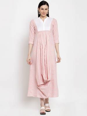 Pink printed cotton maxi-dresses 3