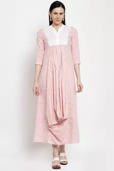 Pink printed cotton maxi-dresses