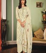 Cream embroidered pure silk salwar