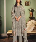 Grey embroidered pure silk salwar