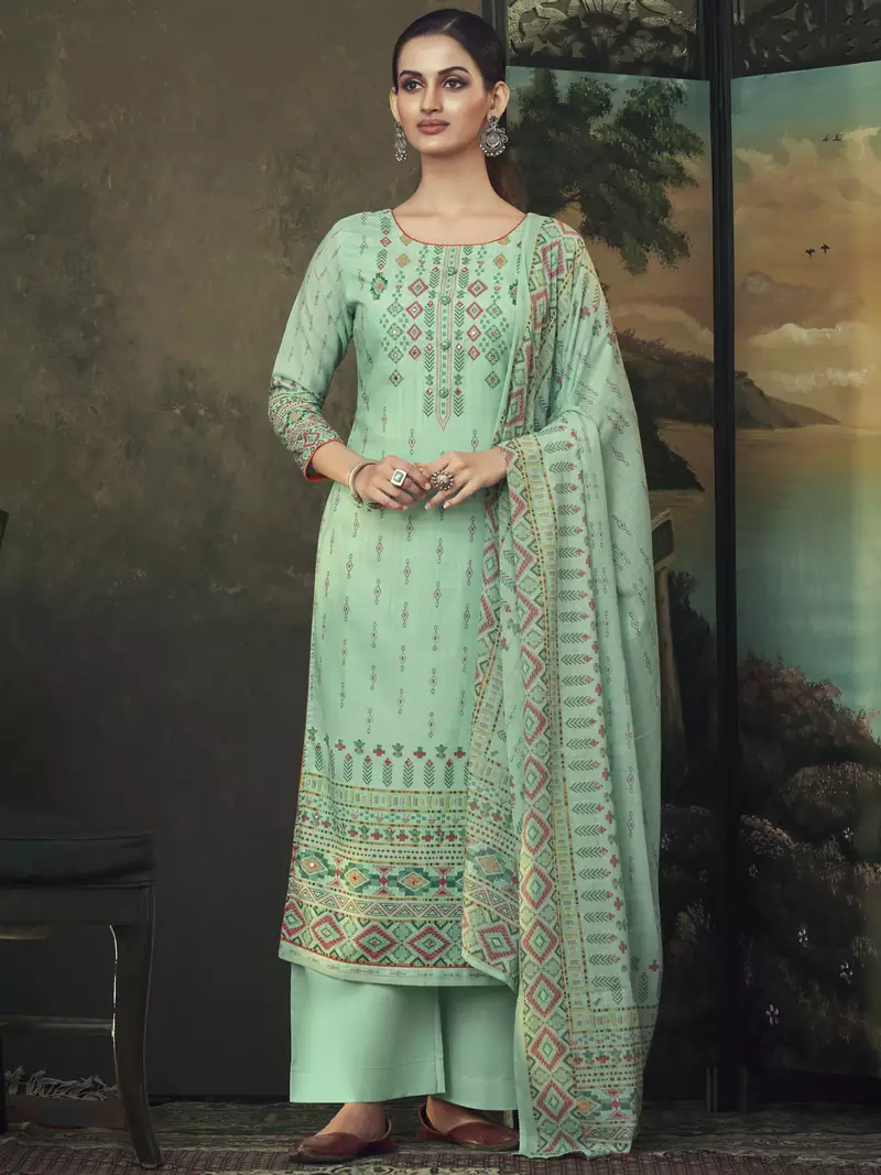 Green digital print cotton salwar