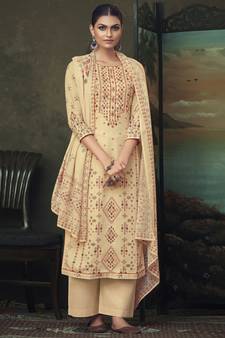 Beige digital print cotton salwar