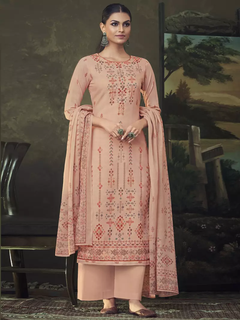 Peach digital print cotton salwar