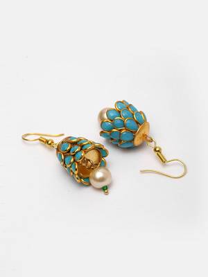 Blue pearl earrings 4