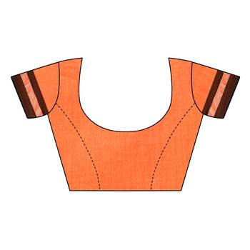 Orange woven linen saree with blouse 5