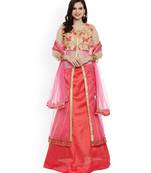 Pink Art Silk Embroidered With Long Jacket Semi Stitched Lehenga With Dupatta