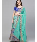 Ombre Semi-stitched Lehenga set with Floral Zari embroidery and Crystal embllishments