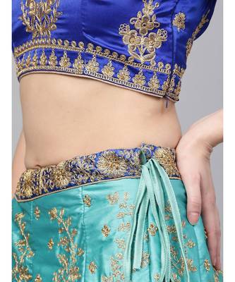 Ombre Semi-stitched Lehenga set with Floral Zari embroidery and Crystal embllishments 4