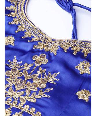 Ombre Semi-stitched Lehenga set with Floral Zari embroidery and Crystal embllishments 5