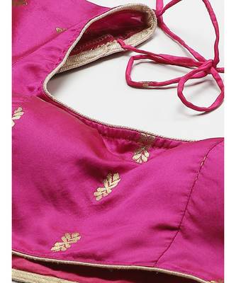 Ombre Semi Stitched Kalidar Banarasi Lehenga Choli With Zari Weaving & Peacock Motifs 4