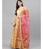 Pastel Semi-Stitched Lehenga Set with Zari & Resham Meenakari Floral Embroidery