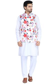 White plain cotton nehru-jacket