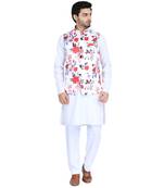White plain cotton nehru-jacket