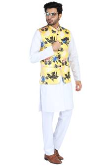 Yellow plain cotton nehru-jacket