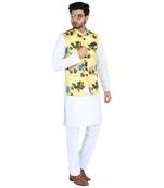 Yellow plain cotton nehru-jacket