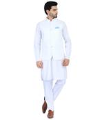White plain cotton nehru-jacket