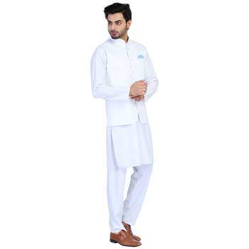 White plain cotton nehru-jacket 2