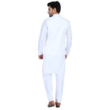 White plain cotton nehru-jacket 3