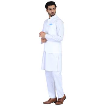 White plain cotton nehru-jacket 4