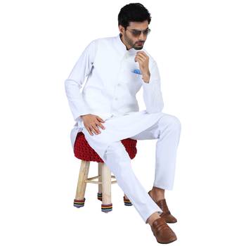 White plain cotton nehru-jacket 5