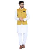 Yellow plain cotton nehru-jacket