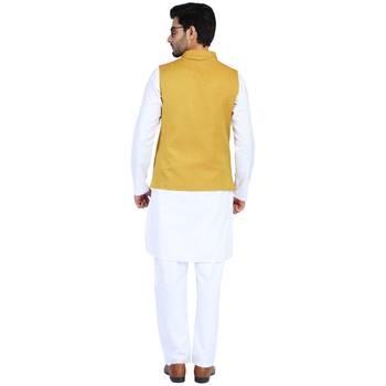 Yellow plain cotton nehru-jacket 3