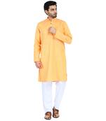 Orange plain cotton kurta-pajama