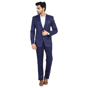 blue plain cotton blazer 1