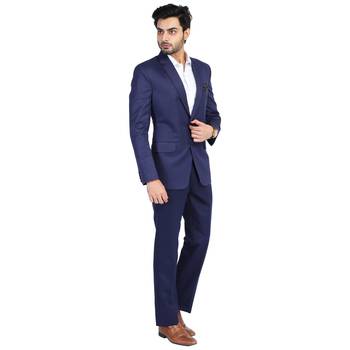 blue plain cotton blazer 2
