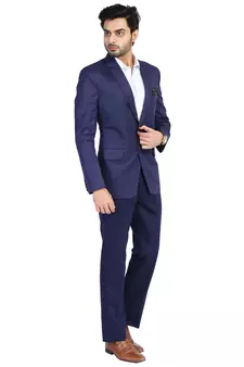 blue plain cotton blazer