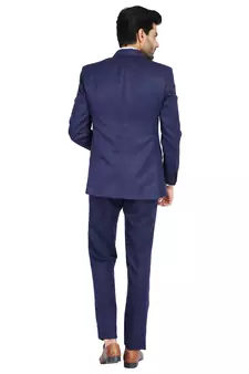 blue plain cotton blazer